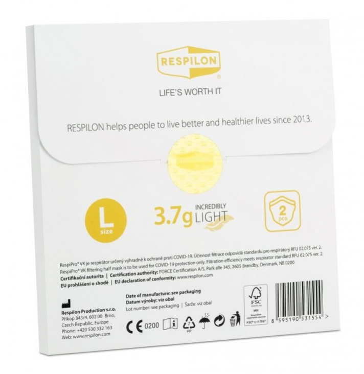 Respilon FFP2 Samosterilizační rouško VK RespiPro 2 ks L