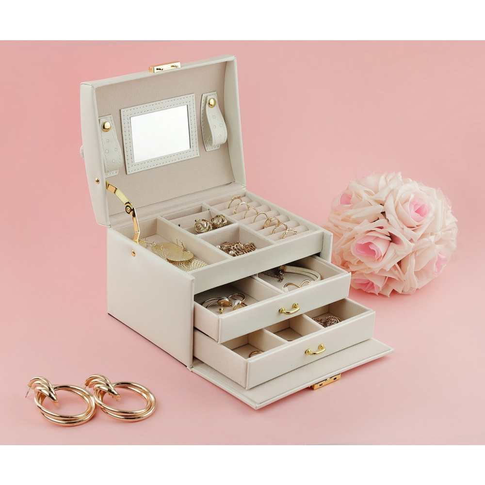 Šperkovnice kufřík se šuplíky bílá