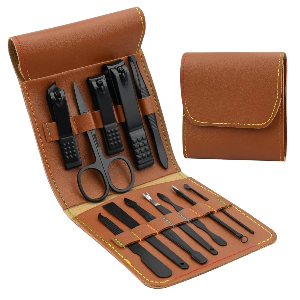 Manikúrní set pánský 12 dílný hnědý