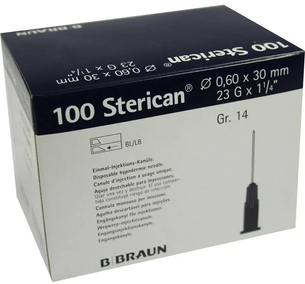 B BRAUN Jednorázové sterilní injekční jehly 0,7 x 30 mm 100 ks černá