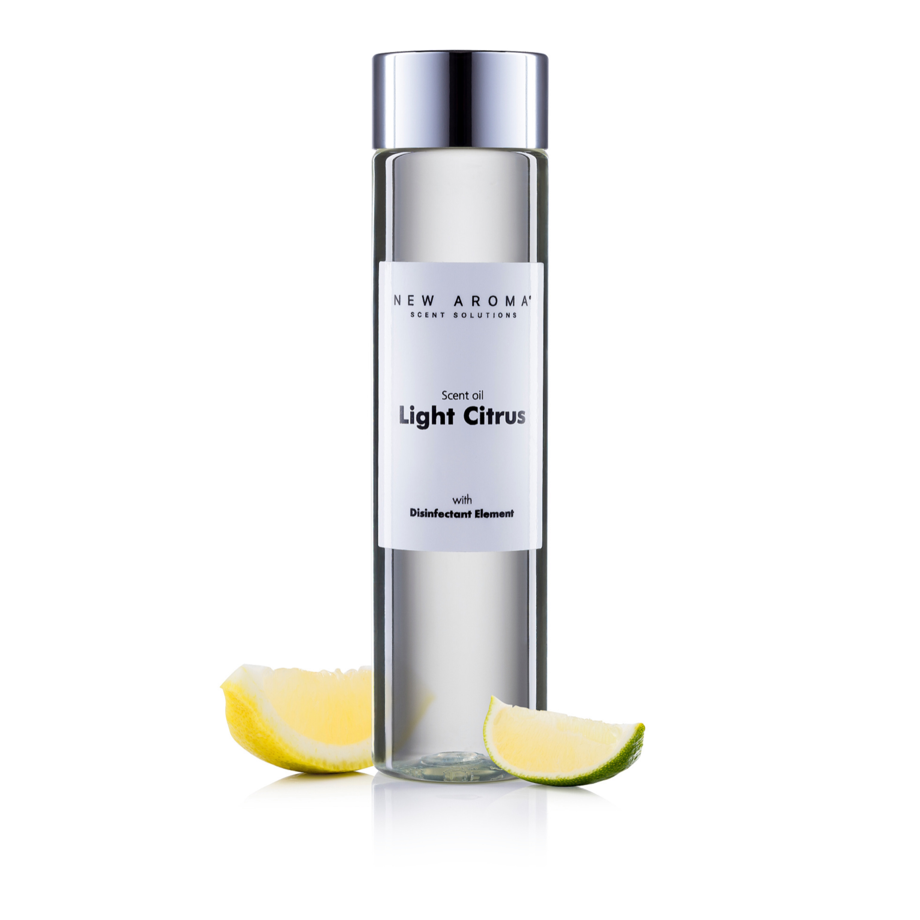 New Aroma difuzér Tower silver 100 m2 + 200 ml olej Light Citrus - dezinfekční aroma olej