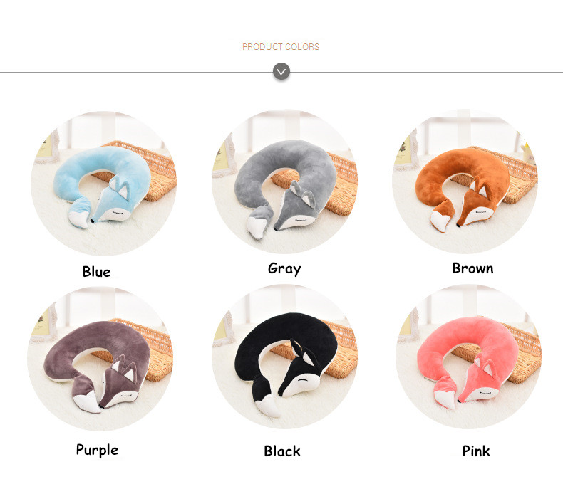 Dětský cestovní polštář Fox s maskou na spaní hnědošedá