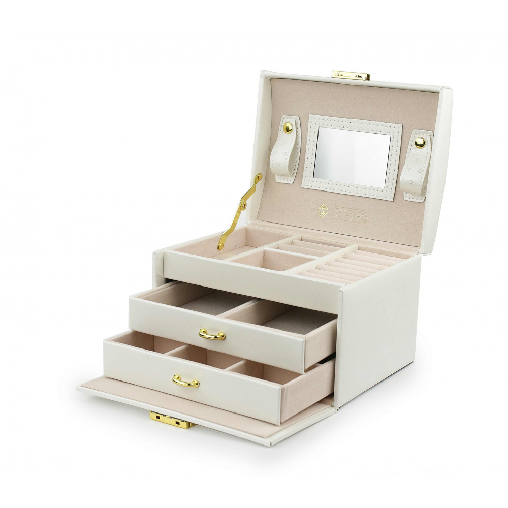 Šperkovnice kufřík se šuplíky bílá