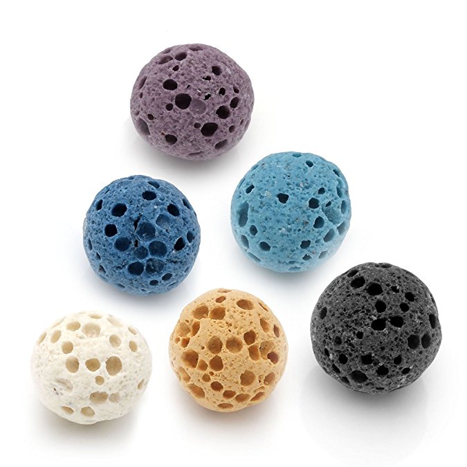 Aroma náhrdelník s oválným přívěskem 6 lávových kamenů