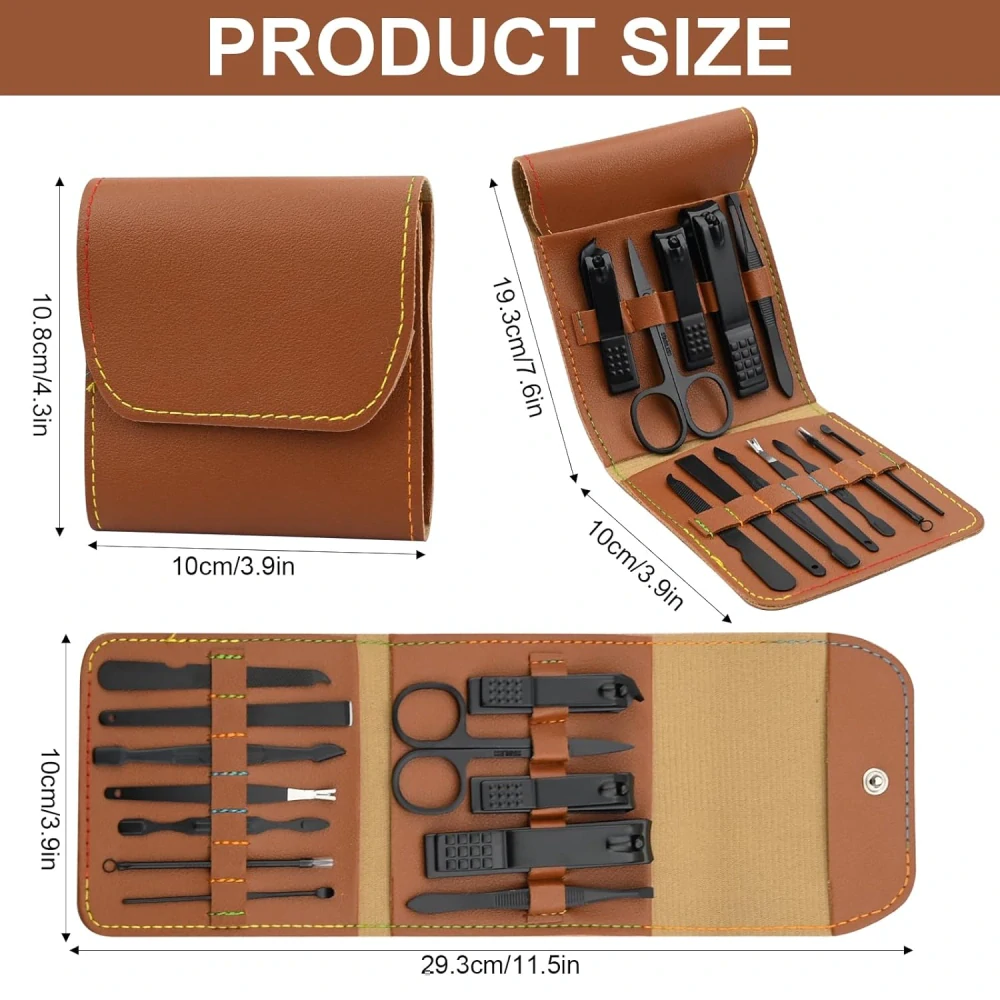 Manikúrní set pánský 12 dílný hnědý