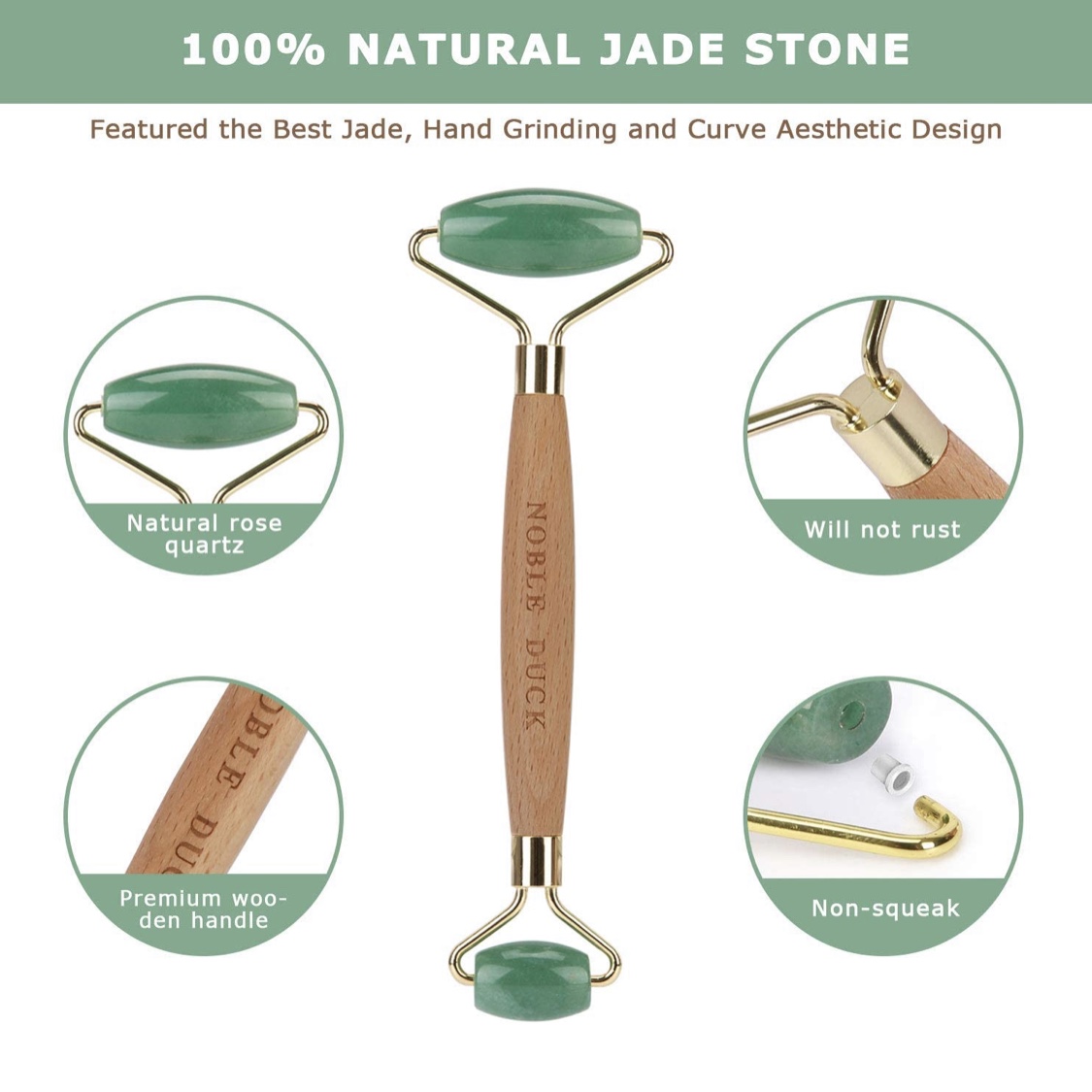 Masážní váleček NOBLE DUCK Roller a Gua sha kámen - nefrit