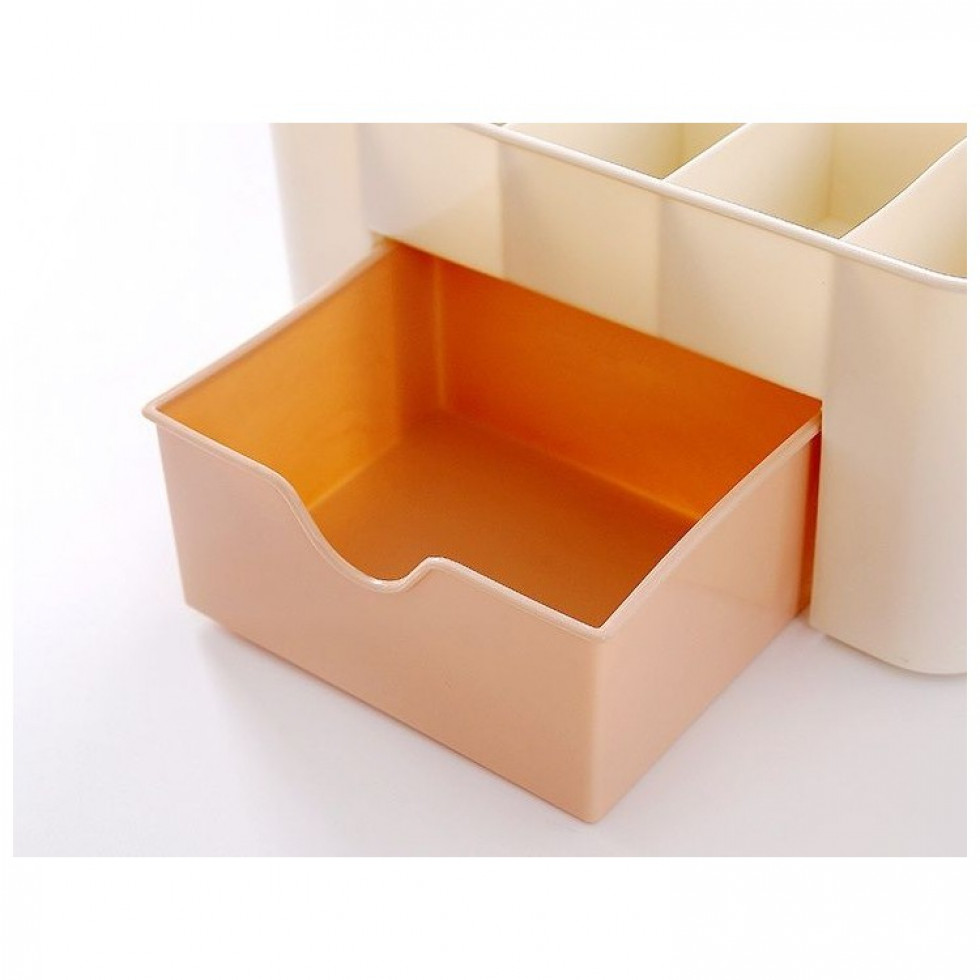 Organizér na kosmetiku se zásuvkami bílo-růžový