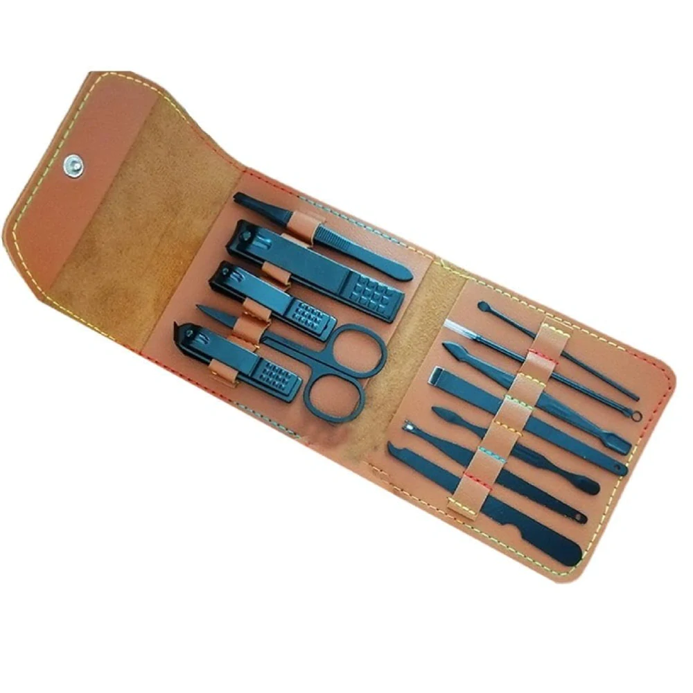 Manikúrní set pánský 12 dílný hnědý