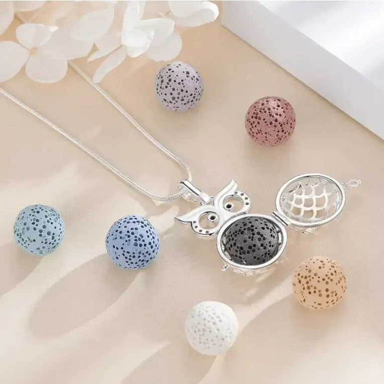 Aroma difúzní náhrdelník Sovička lávové kameny