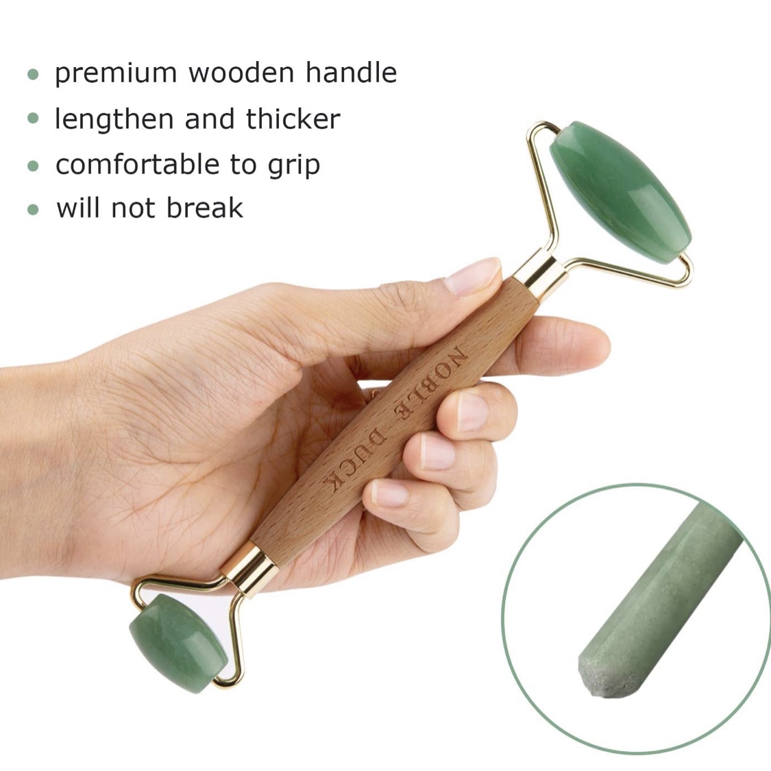 Masážní váleček NOBLE DUCK Roller a Gua sha kámen - nefrit