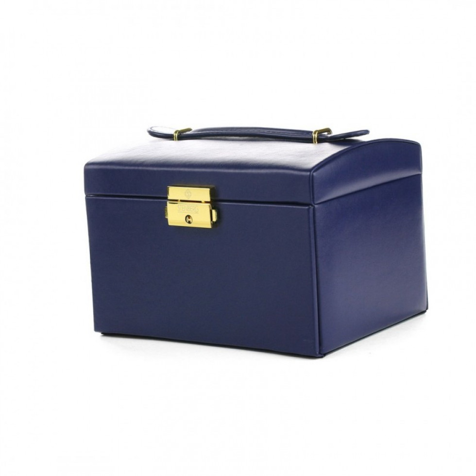 Šperkovnice kufřík se šuplíky tmavě modrá