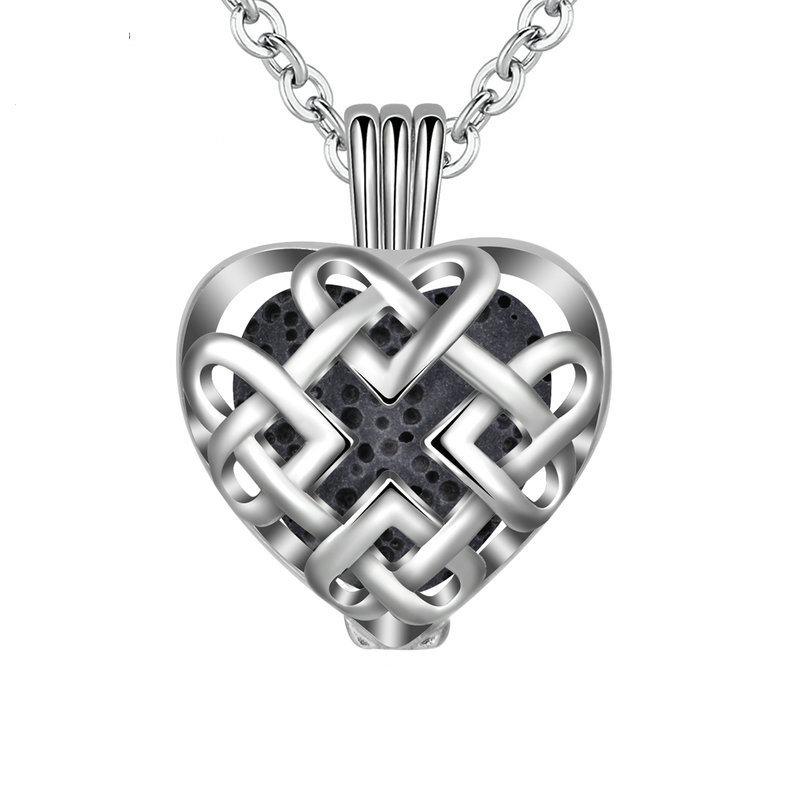 Aroma difúzní náhrdelník Srdce v mřížce lávové kameny