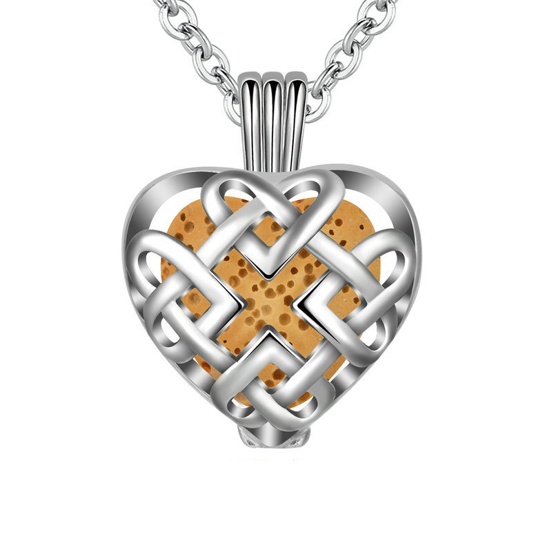 Aroma difúzní náhrdelník Srdce v mřížce lávové kameny