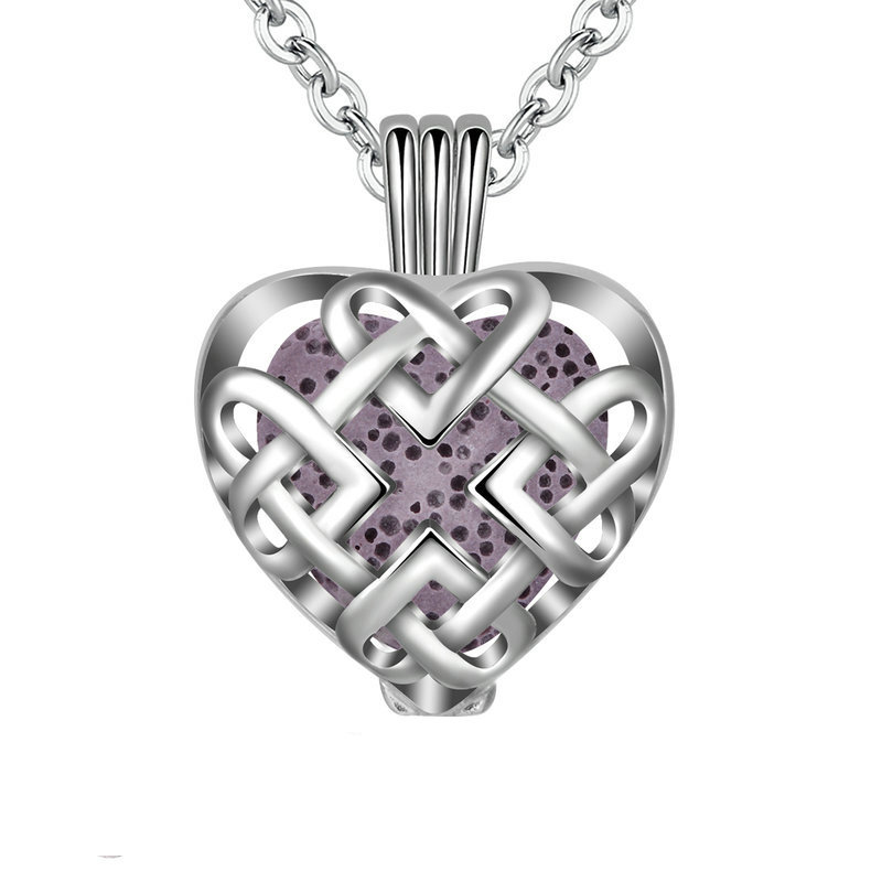 Aroma difúzní náhrdelník Srdce v mřížce lávové kameny